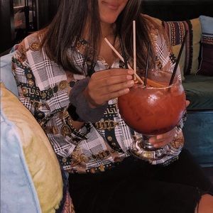 Printed oversized scarf shirt